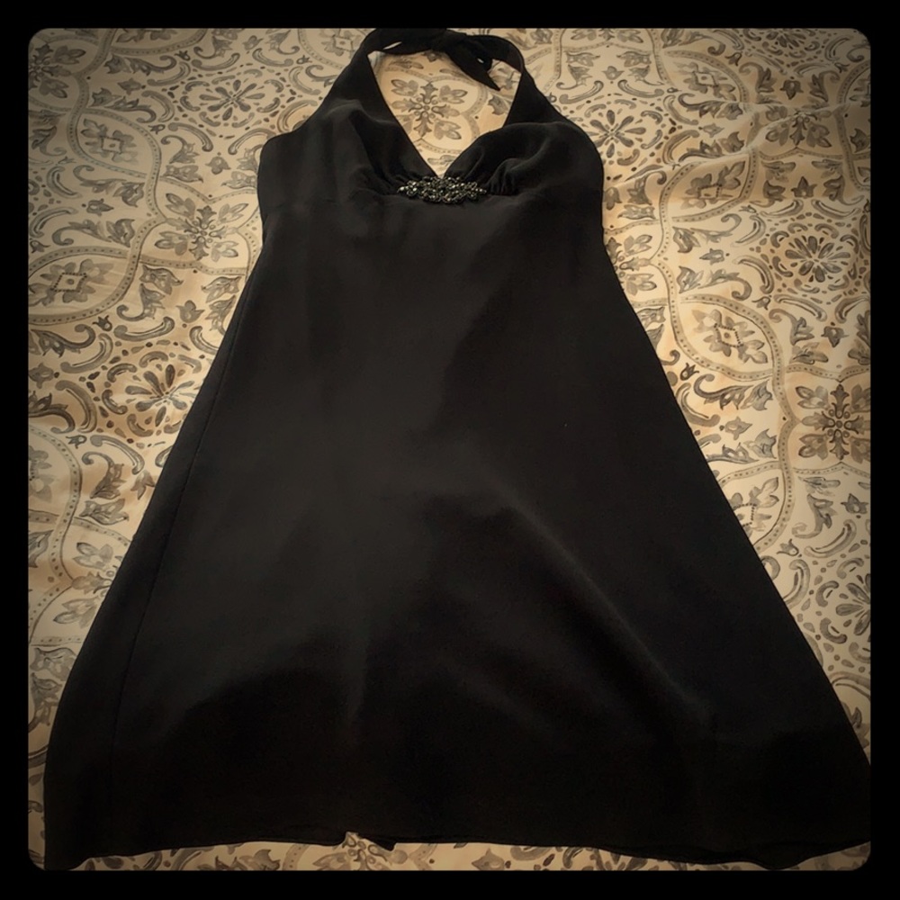 Black polyester cocktail dress worn once